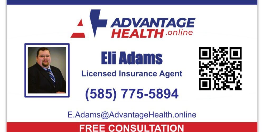 A business card with an image of a person and the name eli adams.